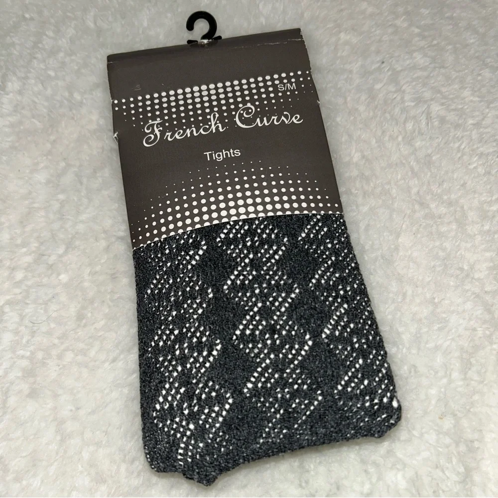 French Curve Patterned Tights Small Medium NEW